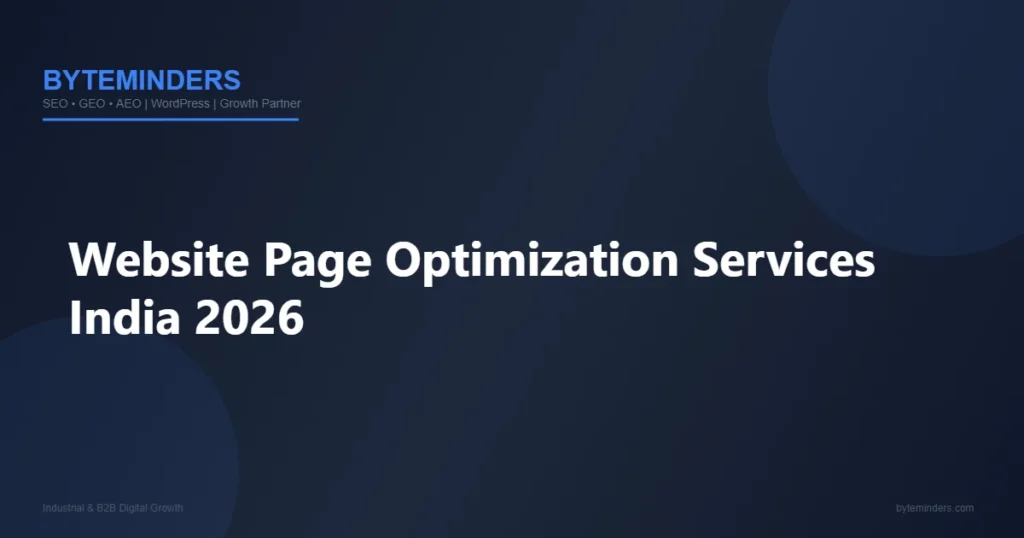 Website Page Optimization Services India 2026