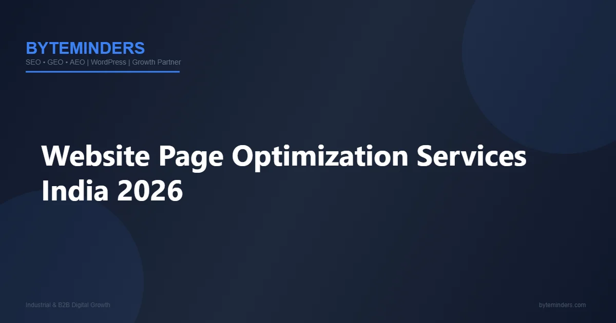 Website Page Optimization Services India 2026 – Honest Guide